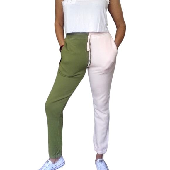 LA DETRESSE The Lovers Gemini colorblock sweatpants two tone joggers Size XS NEW - Picture 1 of 12
